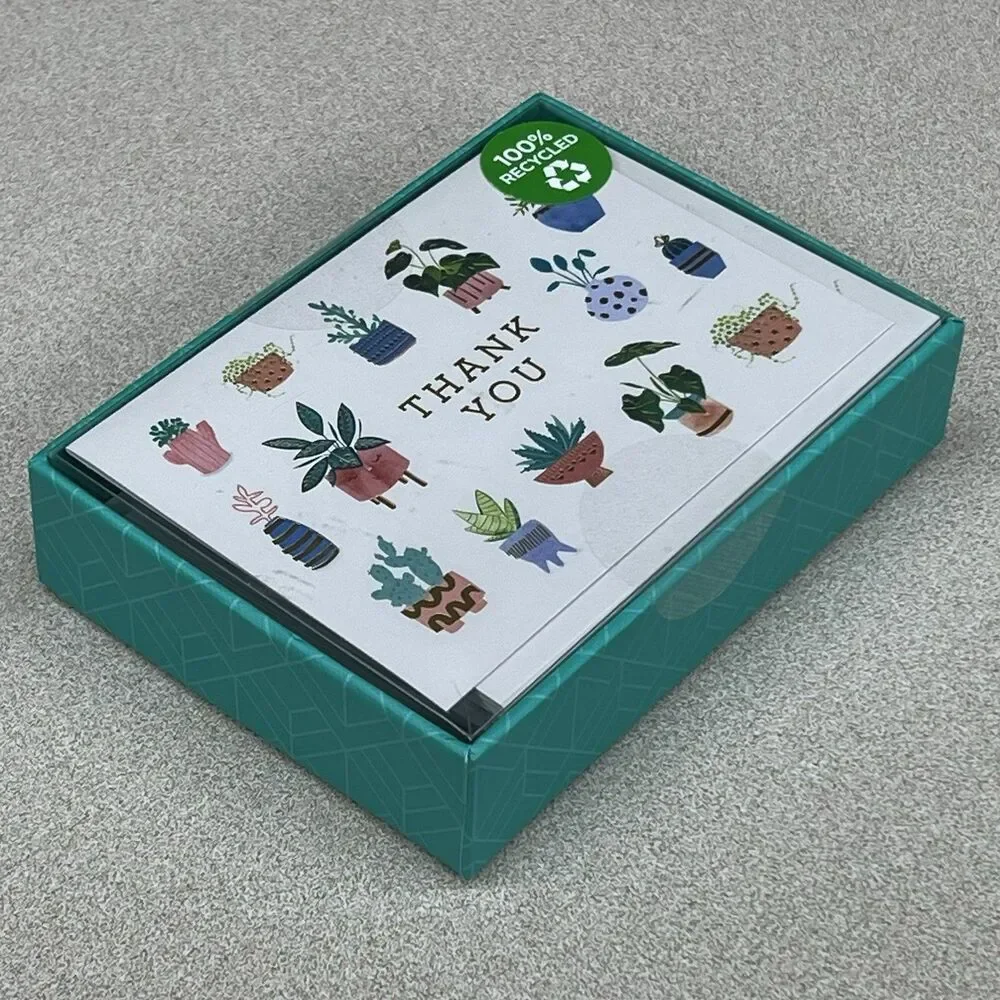 Clementine Potted Plants Thank You Cards Set of 16 Cards & Envelopes Recycled